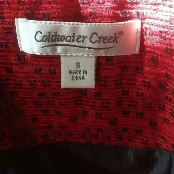 Coldwater Creek Women Red/Black Patterned 3/4 Sleeve Jacket Size S - Picture 6 of 8